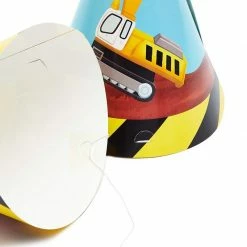 Blue Panda Special Occasions Construction Truck Birthday Party Cone Hats (5 X 7 In, 24 Pack) Blue