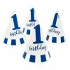 Blue Panda 1st Birthday Party Cone Hats (5 X 7 In, 24 Pack) Blue