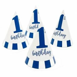 Blue Panda 1st Birthday Party Cone Hats (5 X 7 In, 24 Pack) Blue