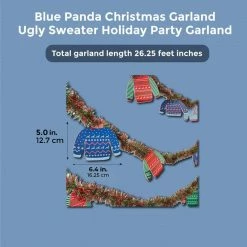 Blue Panda Ugly Sweater Holiday Garland For Christmas Party (26 Feet)