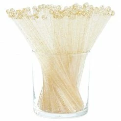 Blue Panda Gold Glitter Swizzle Sticks For Cocktails (Pack Of 100) Special Occasions