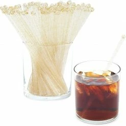 Blue Panda Gold Glitter Swizzle Sticks For Cocktails (Pack Of 100) Special Occasions
