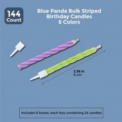 Blue Panda Magic Relighting Birthday Cake Candles With Holders (144 Pack)