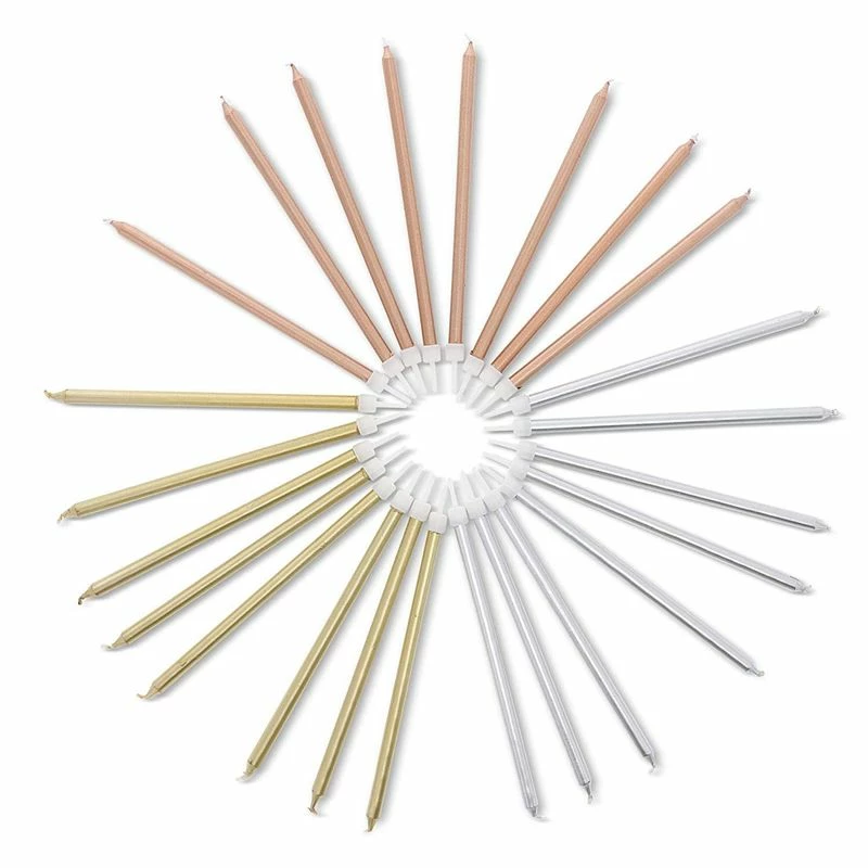 Blue Panda Metallic Long Birthday Candles For Cake With Holders (5 In, 48 Pack) 5 Blue Panda Metallic Long Birthday Candles For Cake With Holders (5 In, 48 Pack)