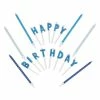 Blue Panda Happy Birthday Cake Topper Letters With Long Thin Glitter Candles In Holders (37 Pack)