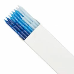 Blue Panda Happy Birthday Cake Topper Letters With Long Thin Glitter Candles In Holders (37 Pack)