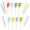 Blue Panda Birthday Cake Candles Set (96 Count) Letter F And Colored Stripes