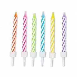 Blue Panda Birthday Cake Candles Set (96 Count) Letter F And Colored Stripes