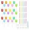 Blue Panda Birthday Cake Candles Set (96 Count) Letter U And Colored Stripes
