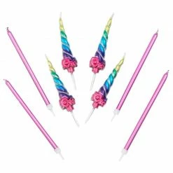 Blue Panda Rainbow Unicorn Birthday Cake Candles With Holders (28 Pack)