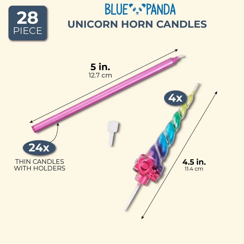 Blue Panda Rainbow Unicorn Birthday Cake Candles With Holders (28 Pack) 8 Blue Panda Rainbow Unicorn Birthday Cake Candles With Holders (28 Pack)