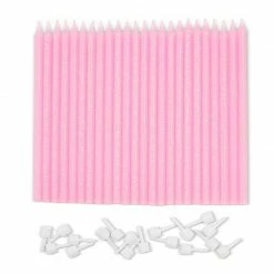 Blue Panda Sixteen Pink Birthday Cake Candles With Holders (31 Pack)