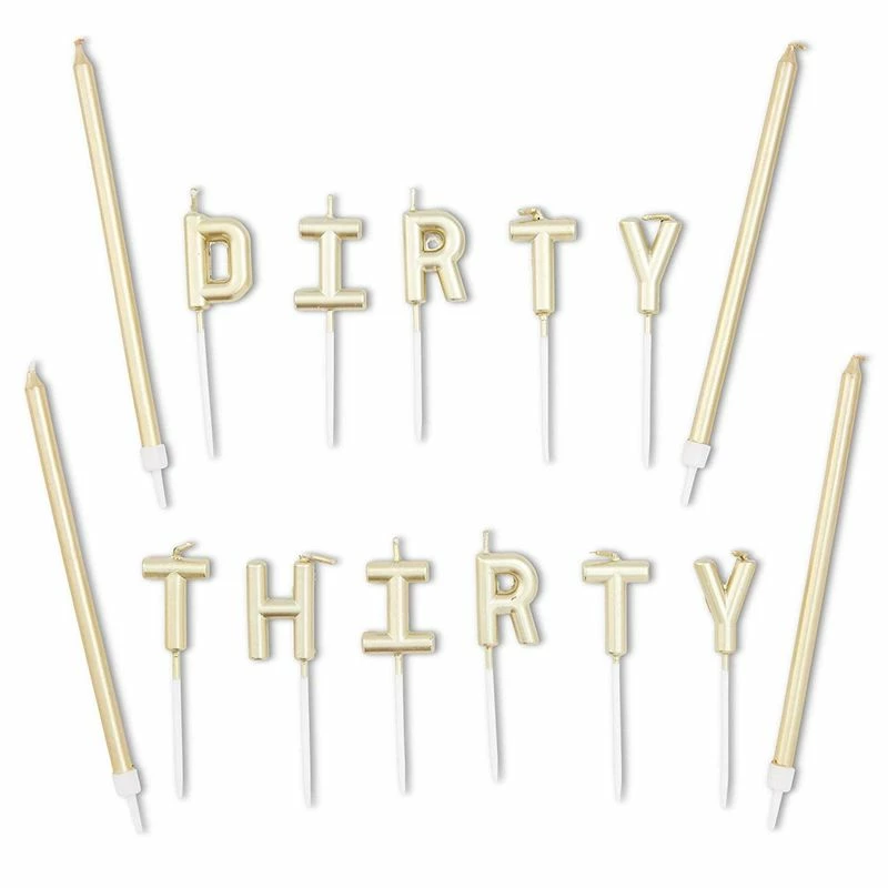 Blue Panda Dirty Thirty Cake Topper And Thin Candles In Holders (Gold, 35 Pieces) 3 Blue Panda Dirty Thirty Cake Topper And Thin Candles In Holders (Gold, 35 Pieces)