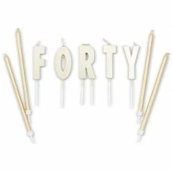 Blue Panda Gold Forty 40th Birthday Cake Candles With Holders (29 Pack)
