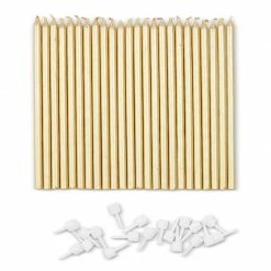 Blue Panda Gold Forty 40th Birthday Cake Candles With Holders (29 Pack)