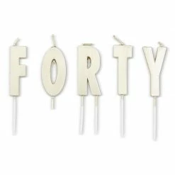 Blue Panda Gold Forty 40th Birthday Cake Candles With Holders (29 Pack)