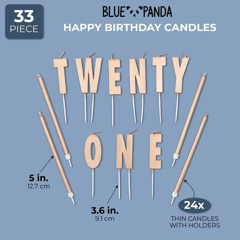 Blue Panda Cake Topper 31st Birthday With Thin Candles In Holders (Rose Gold, 33 Pack) 4 Blue Panda Cake Topper 31st Birthday With Thin Candles In Holders (Rose Gold, 33 Pack)