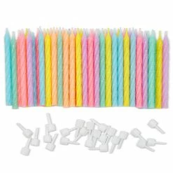 Blue Panda 2 Boxes Of 24 Pack Pastel Colors With Gold Glitter Candles In 3 Inch, 6 Color Assorted, With Holders