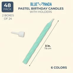 Blue Panda 2 Boxes Of 24 Pack Pastel Colors With Gold Glitter Candles In 3 Inch, 6 Color Assorted, With Holders 11 Blue Panda 2 Boxes Of 24 Pack Pastel Colors With Gold Glitter Candles In 3 Inch, 6 Color Assorted, With Holders