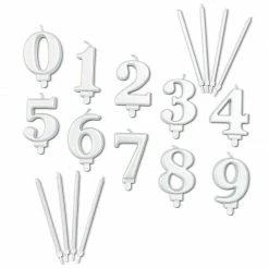 Blue Panda Number 0-9 Birthday Cake Candles With Holders (Silver, 34 Pack) Special Occasions