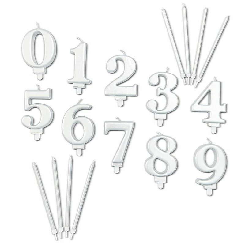 Blue Panda Number 0-9 Birthday Cake Candles With Holders (Silver, 34 Pack) Special Occasions 3 Blue Panda Number 0-9 Birthday Cake Candles With Holders (Silver, 34 Pack) Special Occasions