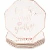 Blue Panda Bachelorette Party Plates - Kiss The Miss Goodbye, Rose Gold, 48 Count