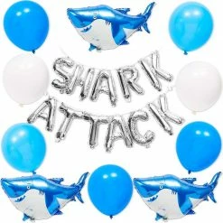 Blue Panda Shark Party Balloons, Foil Balloon Letters (50 Pack)