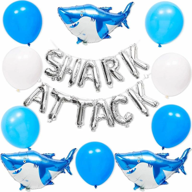 Blue Panda Shark Party Balloons, Foil Balloon Letters (50 Pack) 2 Blue Panda Shark Party Balloons, Foil Balloon Letters (50 Pack)