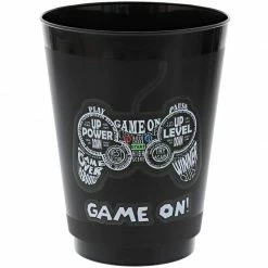 Blue Panda Video Game Party Cups For Kids Birthday (16 Oz, Black, 16 Pack) Special Occasions