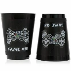 Blue Panda Video Game Party Cups For Kids Birthday (16 Oz, Black, 16 Pack) Special Occasions