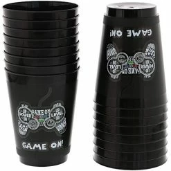 Blue Panda Video Game Party Cups For Kids Birthday (16 Oz, Black, 16 Pack) Special Occasions