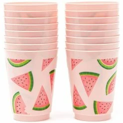 Blue Panda Pink Plastic Tumbler Cups For Watermelon Party (16 Oz, 16 Pack) 10 Blue Panda Pink Plastic Tumbler Cups For Watermelon Party (16 Oz, 16 Pack)