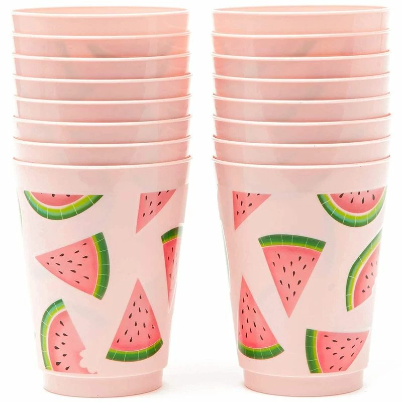 Blue Panda Pink Plastic Tumbler Cups For Watermelon Party (16 Oz, 16 Pack) 5 Blue Panda Pink Plastic Tumbler Cups For Watermelon Party (16 Oz, 16 Pack)