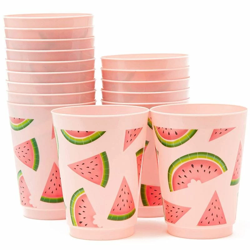 Blue Panda Pink Plastic Tumbler Cups For Watermelon Party (16 Oz, 16 Pack) 6 Blue Panda Pink Plastic Tumbler Cups For Watermelon Party (16 Oz, 16 Pack)