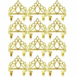 Blue Panda 12 Pack Gold Tiara For Girls, Princess Dress Up Crown For Kids Costume Birthday Party Favors In Bulk