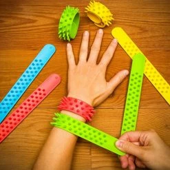 Blue Panda Spiky Slap Bracelets Kids Party Favors (4 Colors, 12 Pack) Kids Birthday