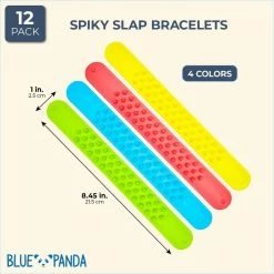 Blue Panda Spiky Slap Bracelets Kids Party Favors (4 Colors, 12 Pack) Kids Birthday