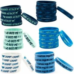 Blue Panda Shark Party Favor Bracelets For Kids Birthday (36 Pack)