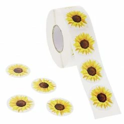 Blue Panda Sunflower Stickers, Sticker Roll (1.5 In, 1000 Pieces)