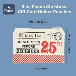 Blue Panda Card Holder Pouches For Christmas, Nice List (4 Pack)
