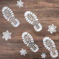Blue Panda Christmas Window Decals, Footprints And Snowflakes (127 Pieces)