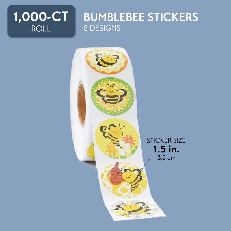 Blue Panda Bee Stickers, Sticker Roll (1.5 In, 1000 Pieces) 6 Blue Panda Bee Stickers, Sticker Roll (1.5 In, 1000 Pieces)