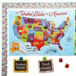 Blue Panda Special Occasions United States Learning Map For Kids, Dry Erase Wall Decal (24 X 17 In, 2 Pack)