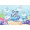 Blue Panda Shark Birthday Backdrop For Photo Booth, Party Decor, 7 X 5 Feet Decorations