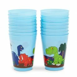 Blue Panda Dinosaur Reusable Plastic Party Cups – Pack Of 16 – Blue