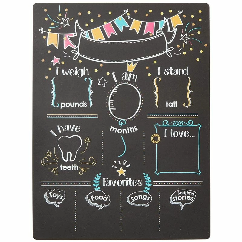 Blue Panda Milestones Of Baby's First Year Chalkboard For Photography Prop (11.6 X 15.6 In) 4 Blue Panda Milestones Of Baby's First Year Chalkboard For Photography Prop (11.6 X 15.6 In)