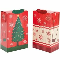 Blue Panda Party Favor Boxes, Ugly Christmas Sweater Gift Box Set (4 Designs, 36 Pack)