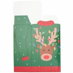 Blue Panda Party Favor Boxes, Ugly Christmas Sweater Gift Box Set (4 Designs, 36 Pack)