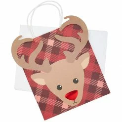 Blue Panda Reindeer Christmas Gift Bags With Tissue Paper, Holiday Wrapping (Red, 15 Pack)