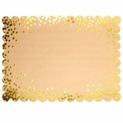 Blue Panda Kraft Scalloped Paper Placemats With Gold Foil Polka Dots – Pack Of 50